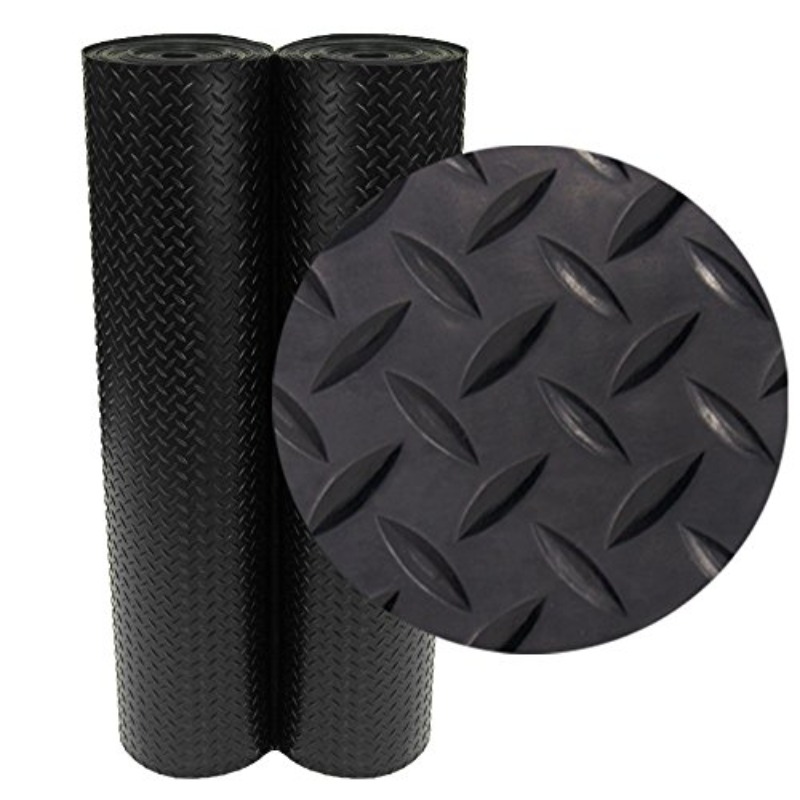 Golf Equipment Industry - Diamantvloerrol - Zwarte diamantpatroon rubberen antislipmat
